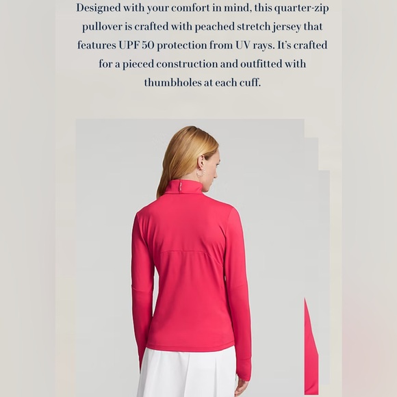 RLX Golf Ralph Lauren Women Red Stretch Jersey Quarter-Zip Pullover Size S NEW - Picture 2 of 14
